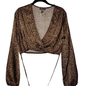 Sans Souci Black Floral Wrap Blouse